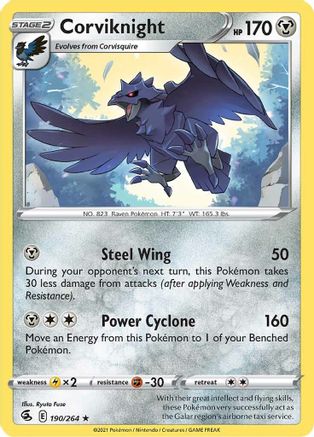 Corviknight 190  - Reverse Holofoil SWSH08 Fusion Strike - Rare