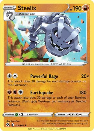 Steelix 139  - Reverse Holofoil SWSH08 Fusion Strike - Holo Rare