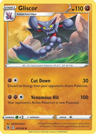 Gliscor 141  - Reverse Holofoil SWSH08 Fusion Strike - Uncommon