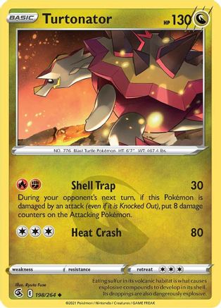 Turtonator 198  - Reverse Holofoil SWSH08 Fusion Strike - Uncommon
