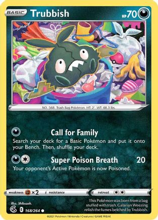 Trubbish 168  - Reverse Holofoil SWSH08 Fusion Strike - Common