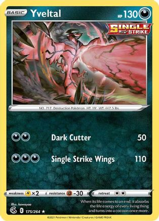 Yveltal 175  - Reverse Holofoil SWSH08 Fusion Strike - Rare