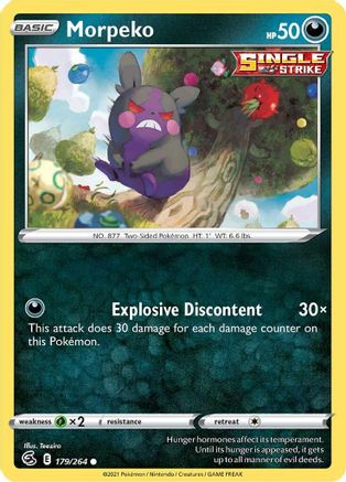 Morpeko (179) 179  - Reverse Holofoil SWSH08 Fusion Strike - Common