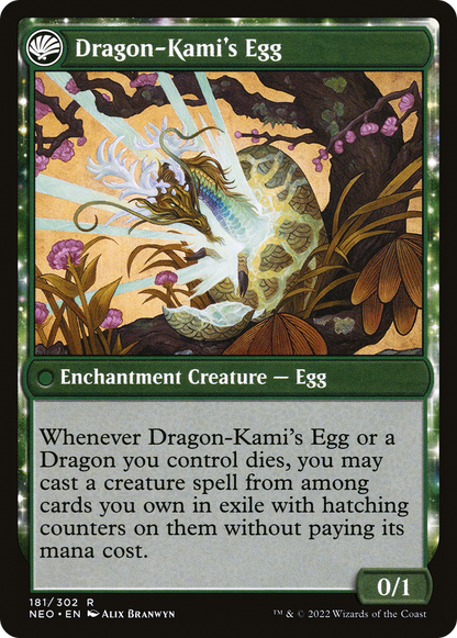 The Dragon-Kami Reborn // Dragon-Kami's Egg (NEO-181) - Kamigawa: Neon Dynasty: (fandfc, enchantment) Foil