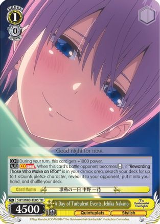 A Day of Turbulent Events, Ichika Nakano (5HY/W83-TE05 TD) - The Quintessential Quintuplets