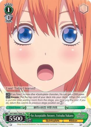 An Acceptable Answer, Yotsuba Nakano (5HY/W83-TE68 TD) - The Quintessential Quintuplets