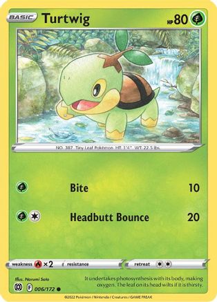 Turtwig 006  - Reverse Holofoil SWSH09 Brilliant Stars - Common