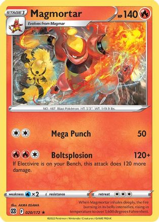 Magmortar 020  - Reverse Holofoil SWSH09 Brilliant Stars - Rare
