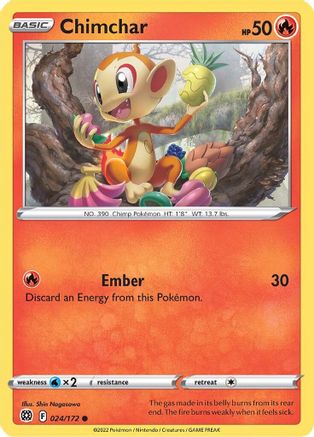 Chimchar 024  - Reverse Holofoil SWSH09 Brilliant Stars - Common