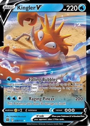 Kingler V 028  - Holofoil SWSH09 Brilliant Stars - Ultra Rare