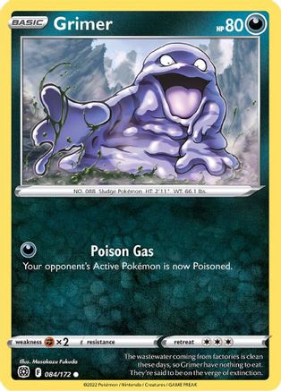 Grimer 084  - Reverse Holofoil SWSH09 Brilliant Stars - Common