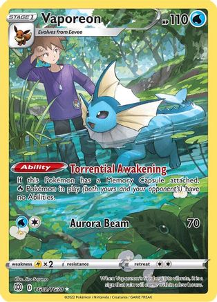 Vaporeon TG02  - Holofoil SWSH09 Brilliant Stars Trainer Gallery - Ultra Rare