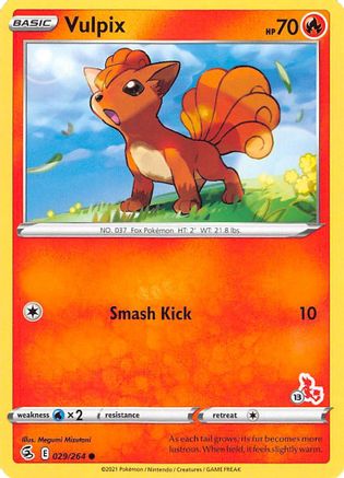 Vulpix - 029/264 (#13 Cinderace Stamped)/264  Battle Academy 2022 - Promo