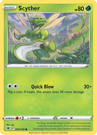 Scyther (005) 005  - Reverse Holofoil SWSH10 Astral Radiance - Common