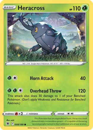Heracross 008  - Reverse Holofoil SWSH10 Astral Radiance - Common