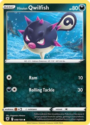 Hisuian Qwilfish (88) 088  - Reverse Holofoil SWSH10 Astral Radiance - Common