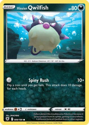 Hisuian Qwilfish (89) 089  - Reverse Holofoil SWSH10 Astral Radiance - Common