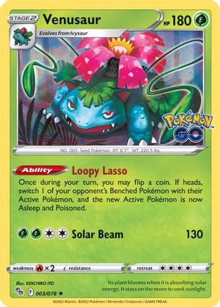 Venusaur 003  - Reverse Holofoil Pokemon GO - Holo Rare