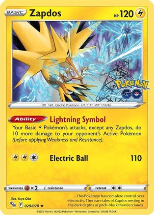 Zapdos 029  - Holofoil Pokemon GO - Holo Rare