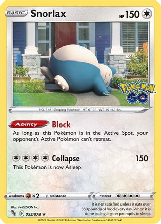 Snorlax 055  - Holofoil Pokemon GO - Holo Rare