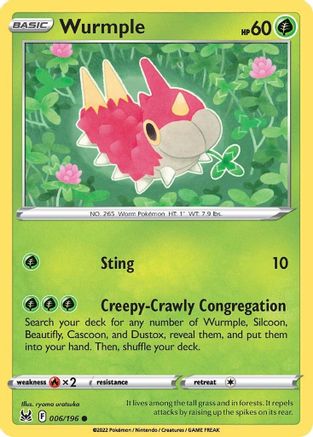 Wurmple 006  - Reverse Holofoil SWSH11 Lost Origin - Common
