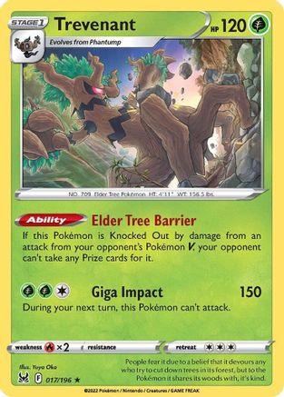 Trevenant 017  - Reverse Holofoil SWSH11 Lost Origin - Holo Rare