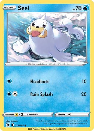 Seel 033  - Reverse Holofoil SWSH11 Lost Origin - Common