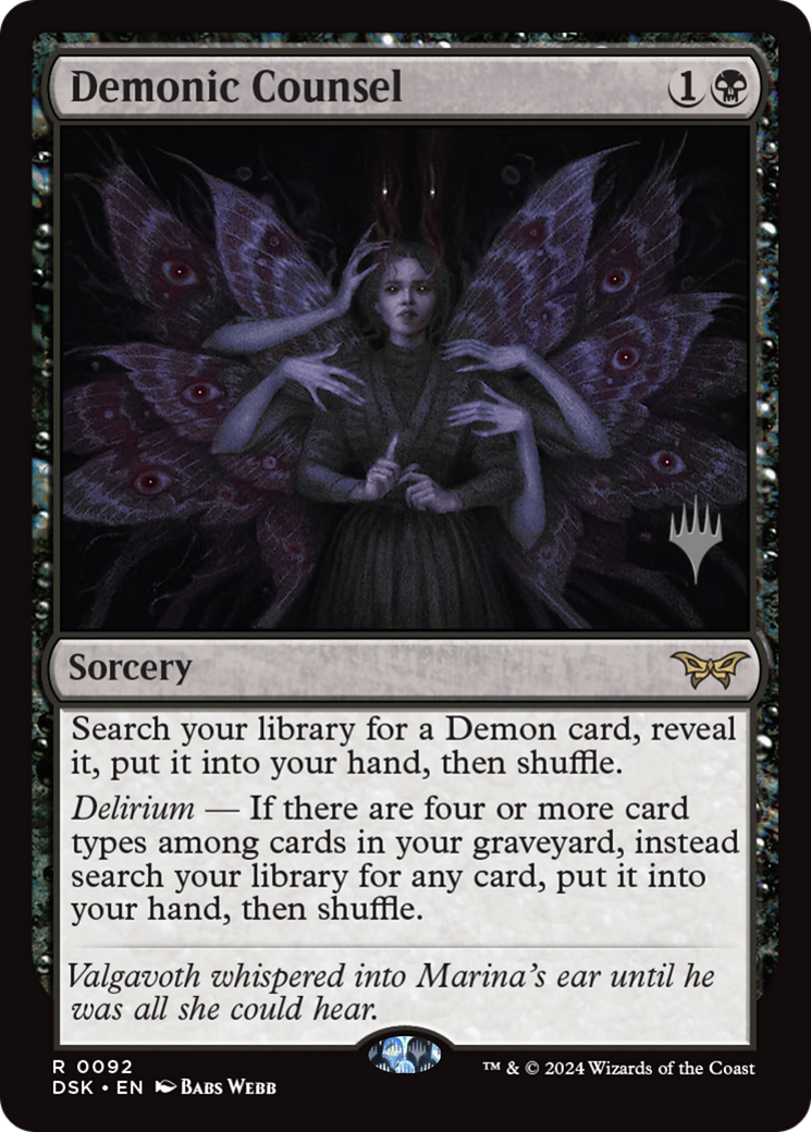 Demonic Counsel (Promo Pack) [Duskmourn: House of Horror Promos]