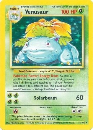 Venusaur 015  - Holofoil Base Set - Holo Rare
