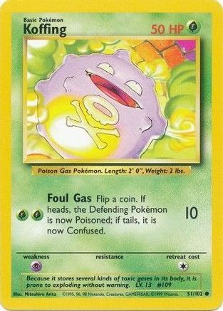 Koffing 051  Base Set - Common