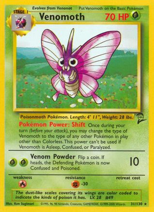 Venomoth 031  Base Set 2 - Rare