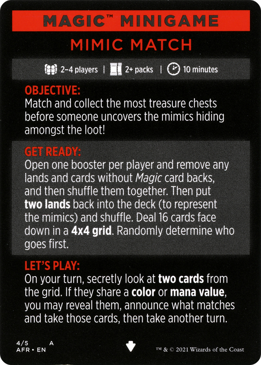 Mimic Match // Mimic Match (cont'd) (MAFR-004) - Adventures in the Forgotten Realms Minigames