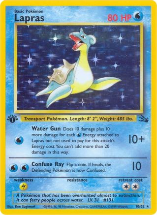 Lapras (10) 010  - Unlimited Holofoil Fossil - Holo Rare