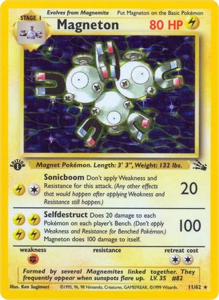 Magneton (11) 011  - Unlimited Holofoil Fossil - Holo Rare