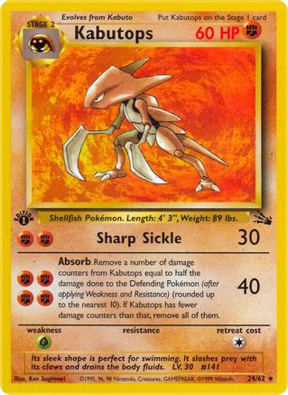 Kabutops (24) 024  - Unlimited Fossil - Rare