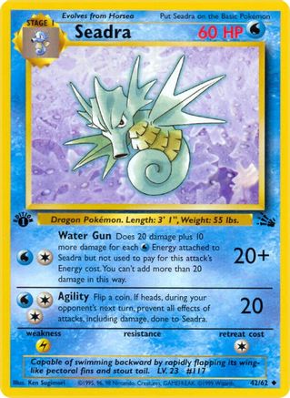 Seadra 042  - 1st Edition Fossil - Uncommon