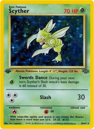 Scyther (10) 010  - 1st Edition Holofoil Jungle - Holo Rare