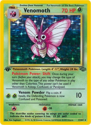Venomoth (13) 013  - 1st Edition Holofoil Jungle - Holo Rare