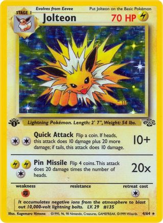 Jolteon (4) 004  - 1st Edition Holofoil Jungle - Holo Rare