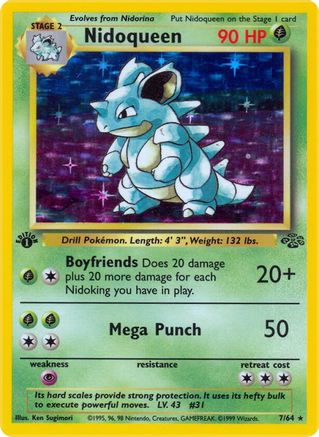 Nidoqueen (7) 007  - 1st Edition Holofoil Jungle - Holo Rare