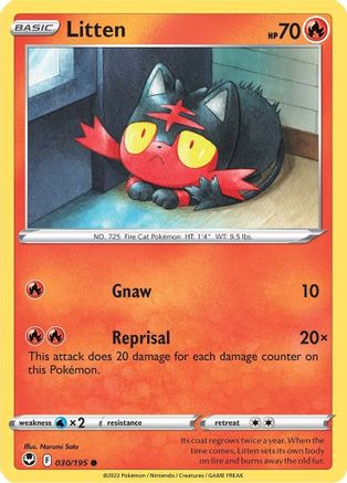 Litten 030  - Reverse Holofoil SWSH12 Silver Tempest - Common