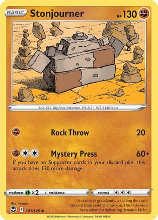 Stonjourner 101  - Reverse Holofoil SWSH12 Silver Tempest - Uncommon