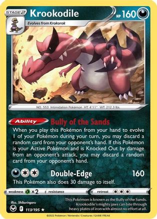 Krookodile 113  - Holofoil SWSH12 Silver Tempest - Holo Rare