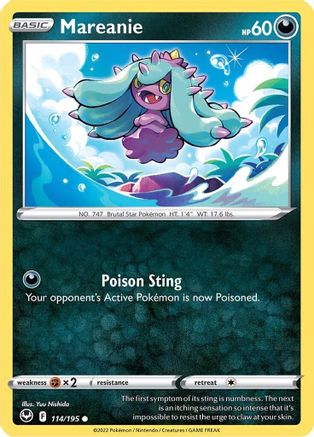 Mareanie 114  - Reverse Holofoil SWSH12 Silver Tempest - Common