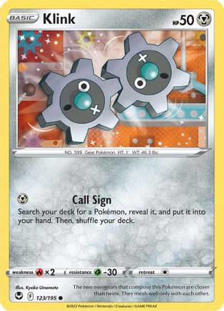 Klink 123  - Reverse Holofoil SWSH12 Silver Tempest - Common