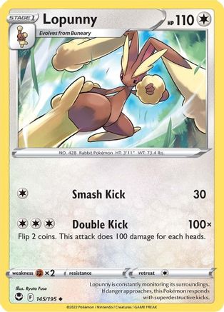 Lopunny 145  - Reverse Holofoil SWSH12 Silver Tempest - Uncommon
