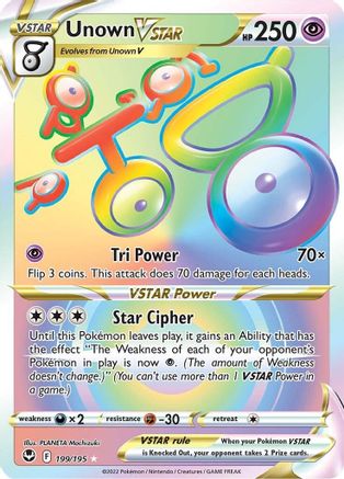 Unown VSTAR (Secret) 199  - Holofoil SWSH12 Silver Tempest - Secret Rare