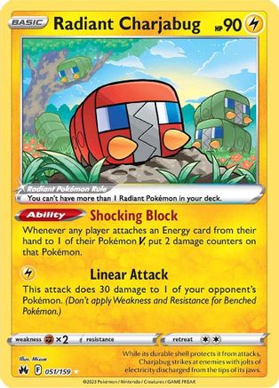 Radiant Charjabug 051  - Holofoil Crown Zenith - Radiant Rare