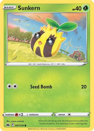 Sunkern 007  - Reverse Holofoil Crown Zenith - Common