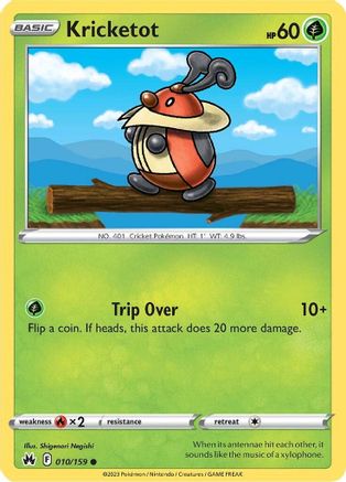 Kricketot 010  - Reverse Holofoil Crown Zenith - Common